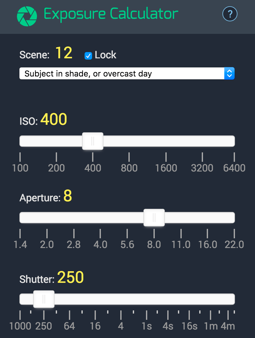 exposure-calculator screenshot