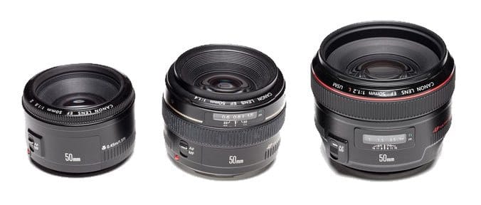 Canon 50mm f/1.8, 50mm f/1.4 and 50mm f/1.2